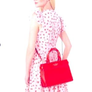 New Rare Digital Red Kate Spade Medium Staci Satchel